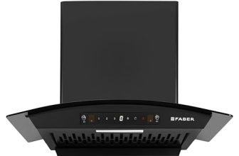 Faber 60 cm 1200 m³/hr Autoclean Curved Chimney| Black Filterless with Oil Collector |8 Yrs Motor & 2Yrs Comprehensive Warranty by Faber | Touch & Gesture Control | Hood Venice IN HC SC FL BK 60