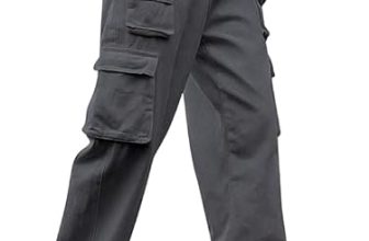 DERIKE Men Cargo Pants 100% Cotton | Relaxed Fit Utility Cargos for Men with 6 Pockets | Breathable Durable Fabric | Casual Streetwear Travel & Outdoor Pants (in, Alpha, S, Regular, Grey)