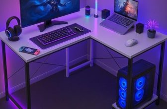 Callas L Shaped Computer Desk – Gaming Corner 50 Inch PC, Computer Corner Desk, Writing Workstation with Wooden Desktop CPU Stand for Home, Office, Room & Small Space (White – ST-22 White(R))