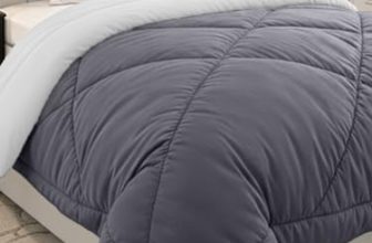 Monte Carlo Polyester Comforter Single Bed | 200 GSM Lightweight & Reversible | Soft Quilt for Mild Winter | Easy Care All Season Comforter (Charcole) | 59 x 87 Inches
