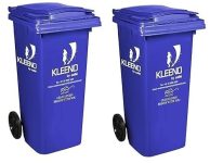 CELLO Plastic Manual-Lift Garbage Waste Dustbin with Wheel 120 LTR BLUE//BLUE (COMBO)