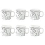 Larah by Borosil Marble Opalware Mug Set – 6 Pieces, White, 180 ml