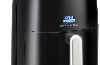 KENT Digi Plus Air Fryer 4L & 1300W | Fry, Grill, Roast & Bake | Digital Display & Touch Control Panel | Rapid Heating | 80% Less Oil Usage | High Temperature & Uniform Heating | Black Air Fryer(4 L)