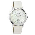 TIMEX Empera Analog Watch for Women with Mother of Pearl Round Dial & White Leather Strap Band Water Resistant Women’s Wrist Watches – TWEL12601