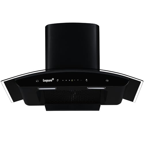 Livpure Avian 90 cm | Curved Glass | 1450 m³/hr Suction | Filterless | Touch & Gesture Control | Low Noise | 10 Years Motor + 2 Years Comprehensive Warranty | Black