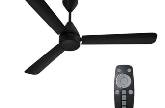 Crompton Energion Hyperjet 1200mm BLDC Ceiling Fan | Point Anywhere Remote Control | BEE 5 Star Rated Energy Efficient | Superior Air Delivery | Anti-Rust | 2 Year Manufacturer Warranty | Matte Black