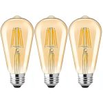 Vibunt Edison Tungsten Filament Antique Glass Light Bulbs Vintage Base E27 Bulb Yellow Light for Home Decoration, Living Room, Hall, Balcony, Restaurant Bar Lighting (pack of 3)