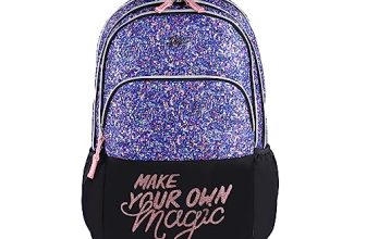 Gear Glitter 35L Large Water Resistant School Bag/Casual 4 Compartment Backpack/Daypack/Travel Standard 4 Compartment Backpack/Kids Bag/College Bag For Girls/Women (Black)