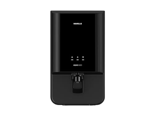 Havells Aquas Neo Water Purifier, RO + UF Purification, Vital Magnesium Enriched, 7-stages, 7L Storage, Ideal for Borewell, Tanker & Municipal Water, Significant water savings, BIS Approved, Black
