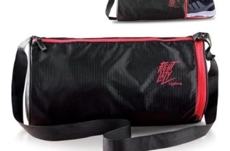 Lifelong Cotton 30 L Duffle Gym Bag for Men & Women | Adjustable Shoulder Bag | Water Resistant | Sports & Travel Bag with Shoe Compartment & Side Pocket (Black & Red),48.3cm