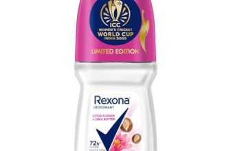 Rexona Lotus Flower & Shea Butter Antiperspirant Roll-On | for Women | 12-HSA & Glycerin| 72H Odour Protection| Limited Edition Pack – ICC Women’s Cricket World Cup India 2025 |50 ML