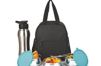 SignoraWare Fusion Stainless Steel Big Lunch Box with Sipper | Airtight & Leakproof | Easy to Carry | Ideal for Office, School & Travel (650mlx2 + 500ml + 750ml | Set of 4 | EBlue)