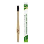 EcoUT Organic Bamboo Toothbrush with Charcoal Activated Bristles | Compostable Wooden Toothbrush | Eco Friendly Toothbrush for Teeth Cleaning | Soft Bristles Brush for Adults & Kids | Plastic Free Dental Care (Pack of 1)