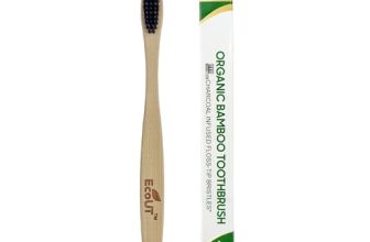 EcoUT Organic Bamboo Toothbrush with Charcoal Activated Bristles | Compostable Wooden Toothbrush | Eco Friendly Toothbrush for Teeth Cleaning | Soft Bristles Brush for Adults & Kids | Plastic Free Dental Care (Pack of 1)