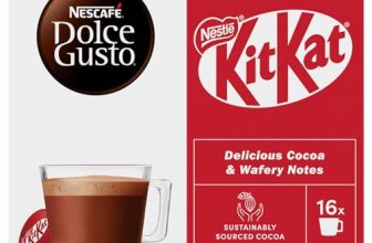 KitKat Dolce Gusto KitKat Hot Chocolate Pods 256g Box By COUGAR – Compatible with Dolce Gusto Machines | 16 Capsules | Creamy Cocoa Drink with Signature KitKat Flavour | Rich, Smooth & Velvety Texture | Perfect for Home, Office & Chocolate Lovers – (Imported-UK)