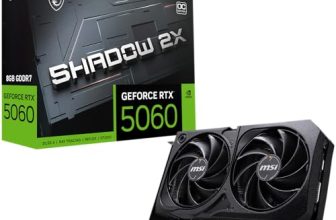 MSI GeForce RTX 5060 8G Shadow 2X OC Graphic Card – NVIDIA GeForce RTX 5060 GPU, 8GB GDDR7 128-bit Memory, 28 Gbps, PCI Express Gen 5 x16 Interface, Upto 2527 MHz, TORX Fan 5.0
