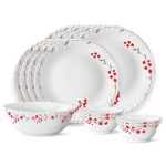 Larah by BOROSIL Fluted Series Verona Opalware Dinner Set | 13 Piece for Family of 4 | Microwave & Dishwasher Safe | Bone-Ash Free | Crockery Set for Dining & Gifting | Plates & Bowls | White