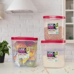 Nayasa Use Max Container (5 Ltrs, 7.5 Ltrs, 10 Ltrs) BPA Free Food Grade Airtight Kitchen Storage Stackable Containers- Set Of 3, Pink