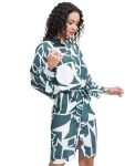 Vishudh Women 3/4 Sleeve Mandarin Neck Dress VPa1000199 Blue XL