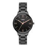 TIMEX Analog Watch for Women with Black Round Dial & Black Stainless Steel Bracelet Band Water Resistant Women’s Wrist Watches – TWTL12112