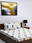 Bombay Dyeing Mimosa 164 TC Microfiber White Double Size Bedsheet with 2 Pillow Covers