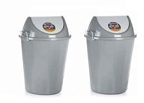 ARISTO Swing Lid Dustbin with Metal Side Handle 60 LTR Grey//Grey (COMBO)