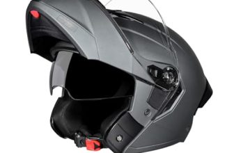 STUDDS Trooper ISI and DOT Certified Matt Finish Flip-up Full Face Helmet for Men and Women with Inner Sun Visor (Matt Gun Grey M)