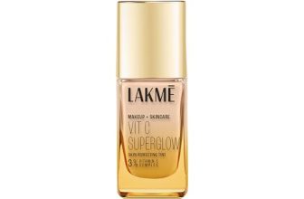 LAKME Makeup+Skincare, VitC Superglow Skin Perfecting Tint, Cool Ivory C100, 25ml, for Hydrated Smoother Skin, with 3% Active Vitamin C & Micro Radiance Boosters, Natural Finish, Airlight Formula