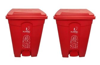 Cello Strong Plastic Step-On Pedal Garbage Dustbin 60 Ltr Red/Red Combo