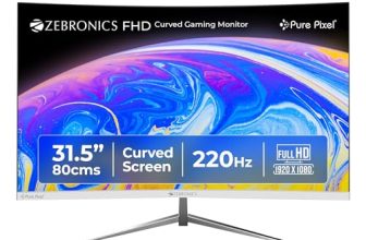 ZEBRONICS 31.5 Inch FHD Curved Gaming Monitor with 220Hz, 300 nits, 1ms MPRT, HDR10, 1080p, Adaptive Sync, HDMI & DP Port, USB, Built-in Speakers, Wall Mountable, Bezel-Less Design (AC32FHD) (White)