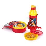 CELLO Tiffy Spiderman Gift Set Insulated Lunch Box & Water Bottle for Kids | Tiffin Box 460 ml, Water Bottle 400 ml, Red & Yellow | Leak Proof | Easy to Clean | Ideal for School, Picnic