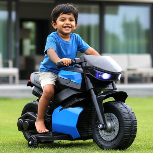 Toyzone Charlie Mini Electric Bike (Blue) | 6V Rechargeable Bike with 4.5Ah Battery | LED Lights, Music | Smooth Acceleration | 6M Battery Warranty | Age 1.5-4 Years, Upto 30 kg