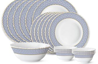 Larah by Borosil Juliet Fluted Series Opalware Dinner Set | 19 Pieces for Family of 6 | Microwave & Dishwasher Safe | Bone-Ash Free | Crockery Set for Dining & Gifting | Plates & Bowls | White