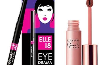 LAKMÉ 9 To 5 Weightless Mousse Lip & Cheek Color & Elle 18 Eye Drama Bold Black Matte Kajal Pencil 0.35 G