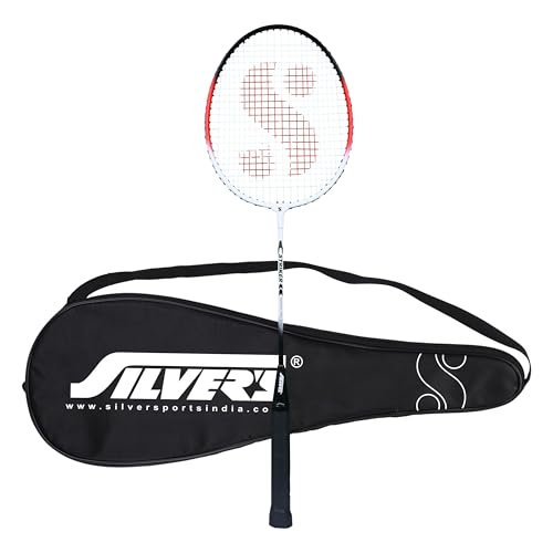 Silver’s Aluminium Stricker Badminton Racket with Full Cover(Red/White)
