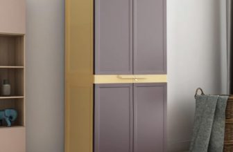 Nilkamal Freedom Big FMM Plastic Cabinet | 3-Year Warranty | 4-Shelf Storage Cupboard with Doors | Multi Organiser for Home, Wardrobe, and Kitchen | Clothes Rack, Shelves, Brown & Biscuit Colour