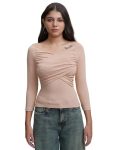 Tokyo Talkies Women’s Round Neck Full Sleeve Regular Top with Wrap Gather | Stylish & Comfortable | Perfect for Casual & Day Outings | Tops for Woman | Women Tops | Stylish Top