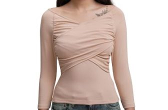 Tokyo Talkies Women’s Round Neck Full Sleeve Regular Top with Wrap Gather | Stylish & Comfortable | Perfect for Casual & Day Outings | Tops for Woman | Women Tops | Stylish Top
