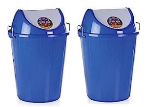ARISTO Plastic Swing Lid Dustbin with Side Handle 80 LTR BLUE & BLUE PACK OF 2