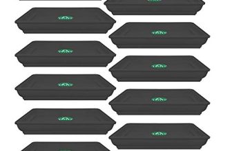 TrustBasket UV Treated Square Bottom Tray(Plate/Saucer) Suitable for 8 inch Square Plastic Pot – Black Color – Set of 12 | Heavy Duty Highly Durable Plant saucerGamla for Indoor Home Decor & Outdoor Balcony Garden
