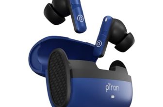 pTron Bassbuds Blaze in-Ear TWS Earbuds w/ 13mm Drivers, 50Hrs Playtime, AI-ENC Clear Calls, Bluetooth V5.4 Wireless Headphones, Touch Control, Voice Assistant, Type C Charging & IPX5 (Blue & Black)