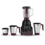 Havells Prisma 750 W 4 Jar Mixer Grinder| 3 Speed With Pulse Function| Air Vent Technology| Stainless Steel Blades| Wider Mouth Jars| Overload Protecton| 2-Year Product Warranty (Black)