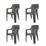 Cello Squid Chair Set of 4, Matte Brown | Unbreakable, Durable & Strong | Blended PP Material, Easy to Clean | Plastic Chair for Living Room, Home & Office | 3 Years Warranty – Manufacturing Defects