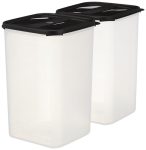 Amazon Brand – Solimo Antimicrobial Square Modular Plastic Storage Container (7.5 L Each) | Stackable | BPA-Free | Multipurpose Use for Snacks, Spices, & More (Set of 2) (Black)