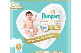 Pampers Premium Care Pant Style Baby Diapers | Large (L size) | 88 Count | Voted India’s Softest | All-in-1 with 360 Cottony Softness Diapers| 9-14kg