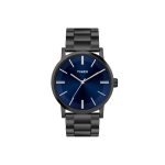 TIMEX Analog Watch for Man with Blue Round Dial & Black Stainless Steel Bracelet Band Water Resistant Men’s Wrist Watches – TWHG35SMU08
