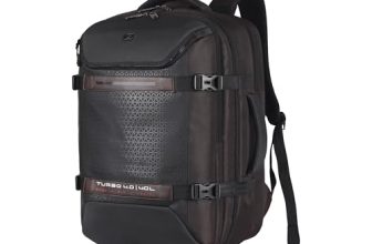 Gear Turbo 4 19″/40L Large Water Resistant Anti Theft Laptop Backpack with Raincover | Casual Backpack | Daypack | Travel Backpack | College Bag For Men/Women (Brown – Black)