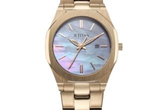 Titan Workday Wonders Quartz Analog with Date Mother of Pearl Dial Stainless Steel Strap Watch for Women