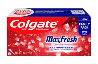 Colgate MaxFresh Toothpaste, Spicy Fresh Red Gel paste with Menthol for Super Fresh Breath, 600gm, Saver Pack