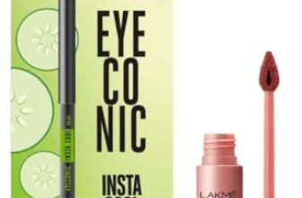 LAKMÉ 9 To 5 Weightless Mousse Lip & Cheek Color, Coca Soft, 9 G & Eyeconic Insta Cool Matte Kajal, Black, Cooling Kohl Liner With Cucumber, Twist Up Pencil, Glossy Finish 0.35 G